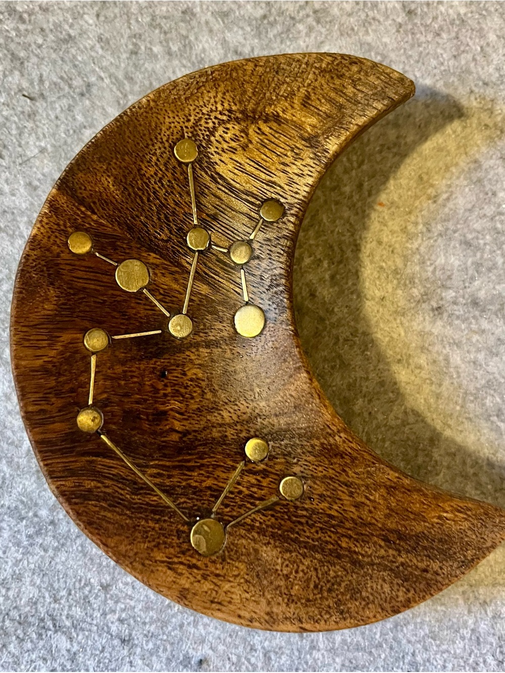 Handcrafted Mango Wood Trinket Dish Brass Constellation Inlay